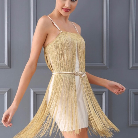 Dresses Gold Fringe Dress Poshmark
